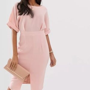 ASOS DESIGN wiggle midi dress in blush